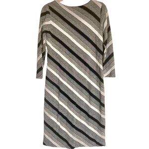 Ann Taylor Factory Striped Sweater Dress Medium NWT Black & White Wool Blend